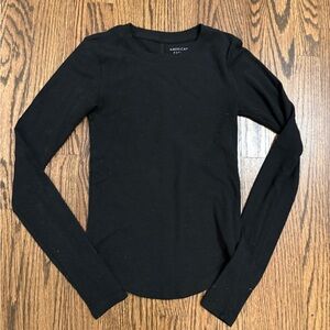 American Eagle Outfitters Black Long Sleeve Cozy Up Tee